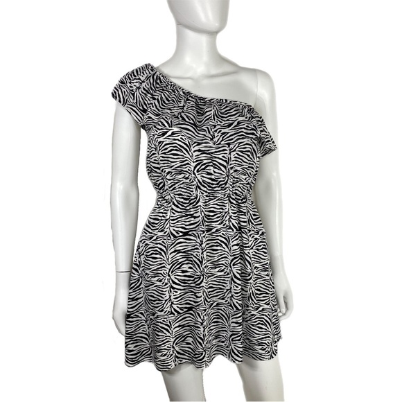 Cotton On One Shoulder Ruffle Zebra Print Dress - Picture 1 of 6